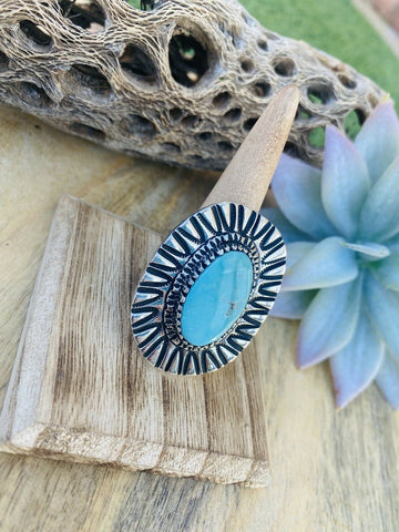 Navajo Royston Turquoise & Sterling Silver Ring Size 10