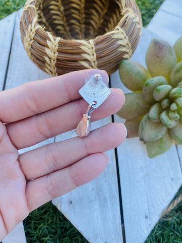 Navajo Sterling Silver & Rhodochrosite Stone Dangle Earrings