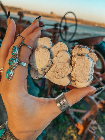 Marietta White Slab Stone Belt Buckle