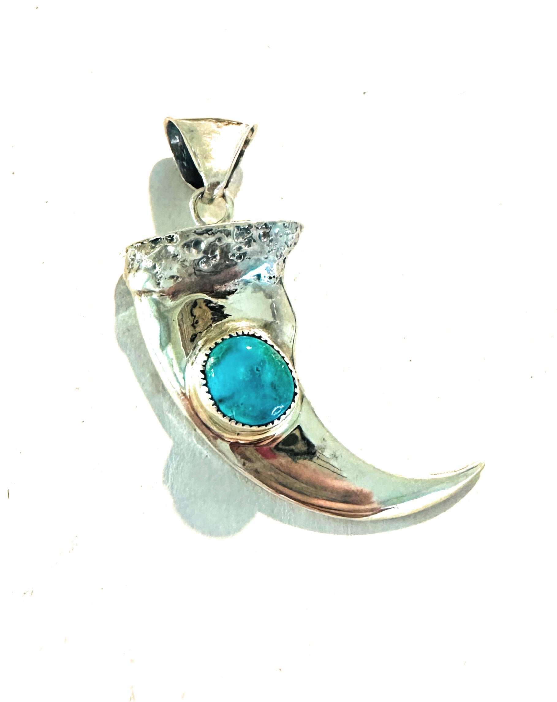 Navajo Turquoise & Sterling Silver Bear Claw Pendant