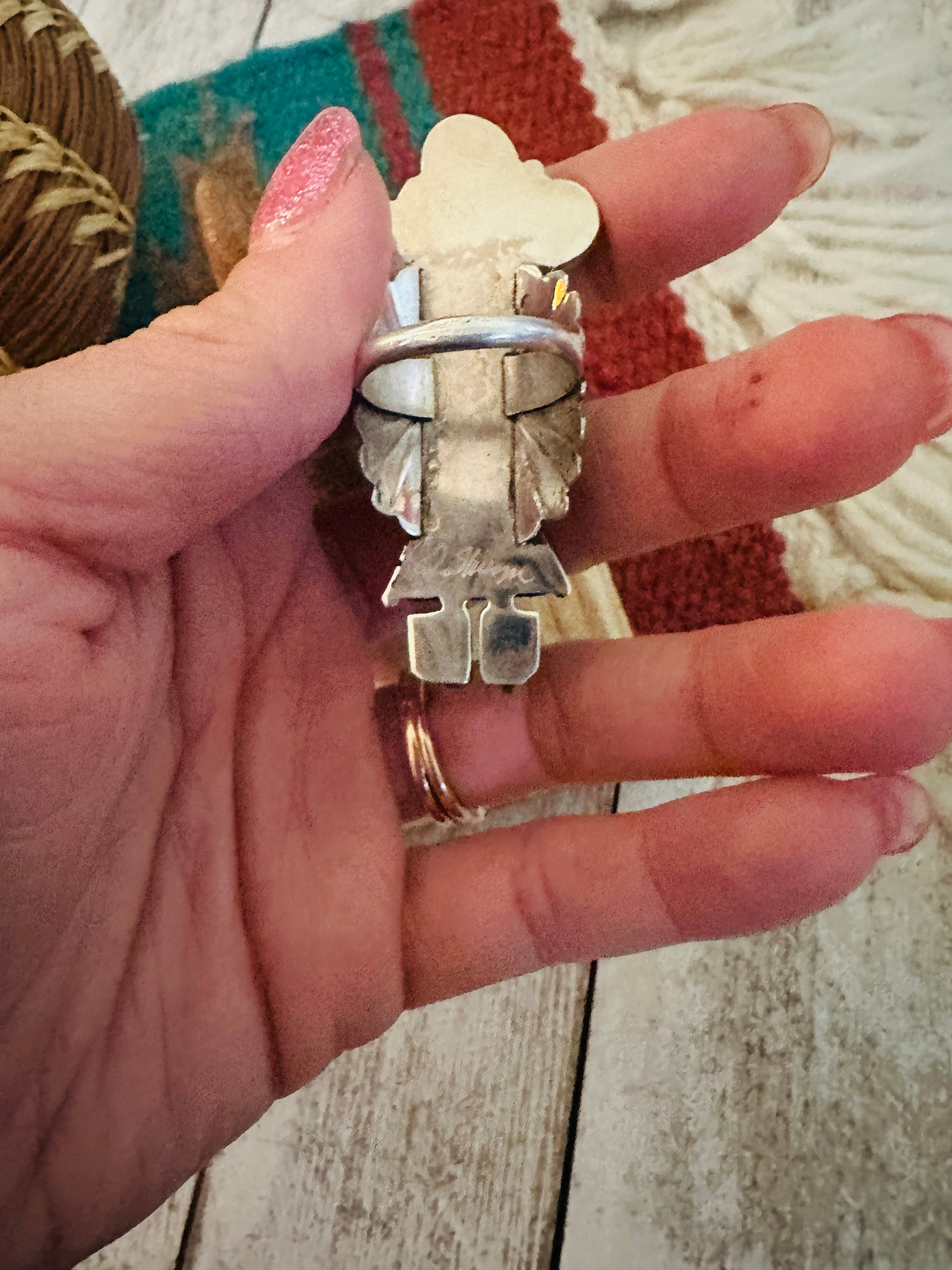 Zuni Sterling Silver & Turquoise Kachina Ring