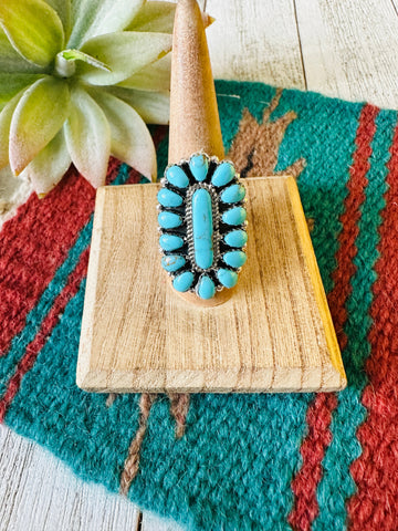 Navajo Turquoise & Sterling Silver Cluster Ring