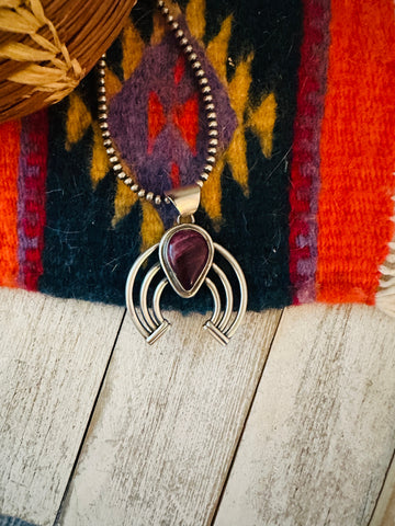 Navajo Sterling Silver & Purple Spiny Oyster Naja Pendant