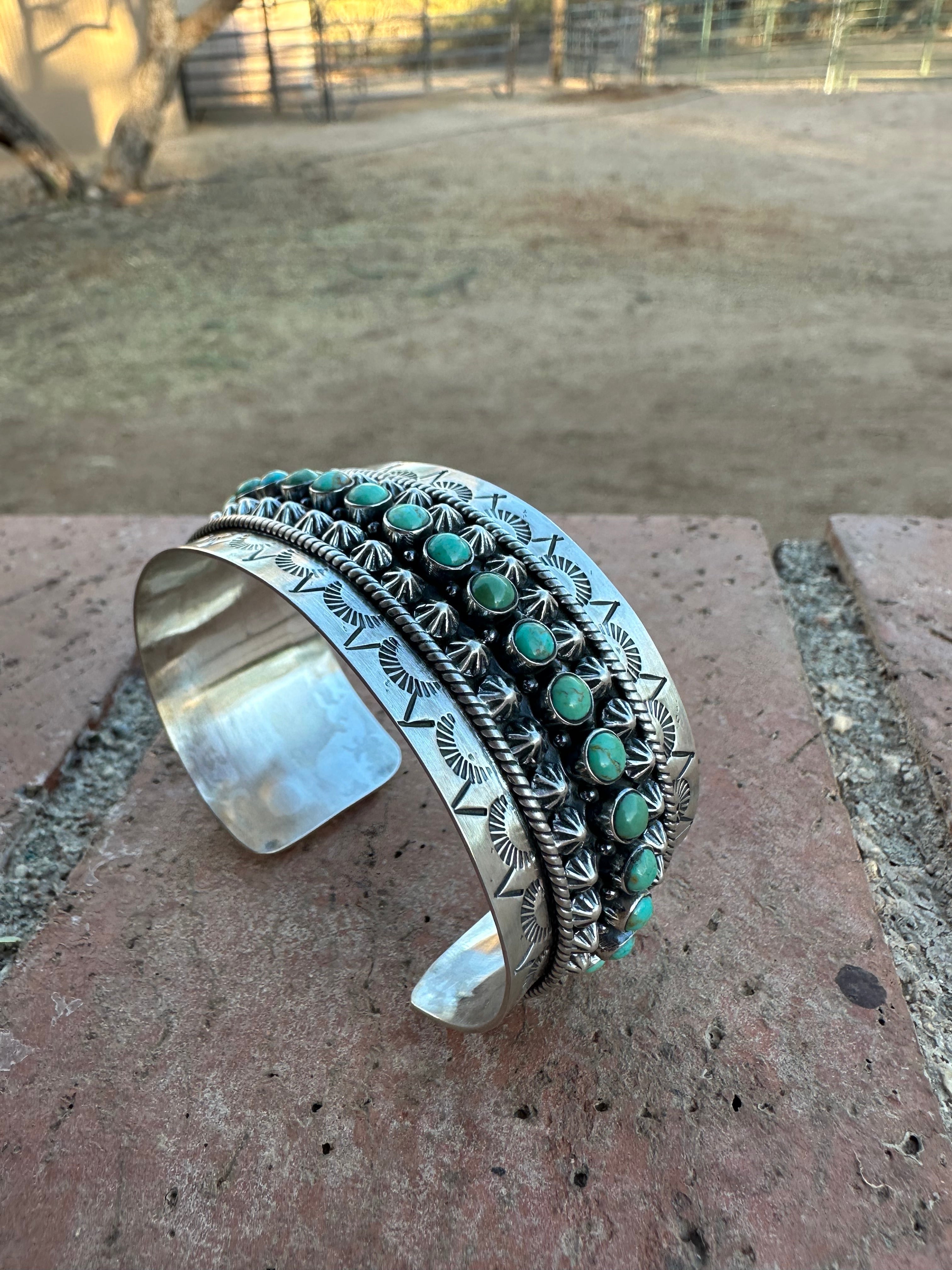 “The Dream” Handmade Sterling Silver & Royston Turquoise  Cuff Bracelet