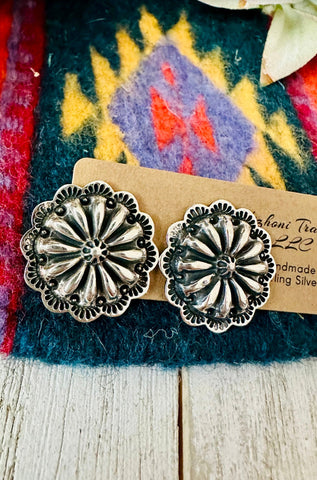 Handmade Sterling Silver Concho stud Earrings