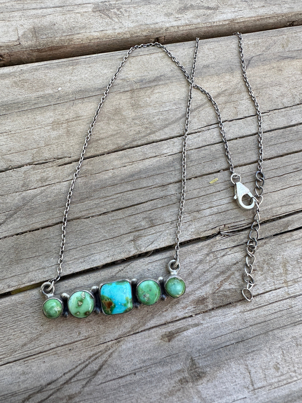 Handmade Sterling Silver & Sonoran Mountain Turquoise Bar Necklace