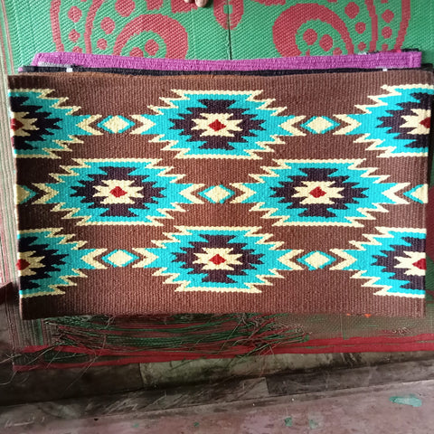 Brown and Turquoise Aztec Saddle Pad