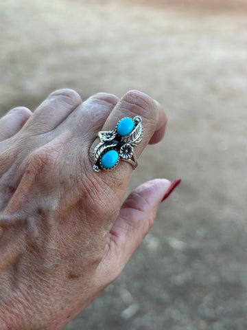 Flowering Kingman Turquoise & Sterling Silver Ring