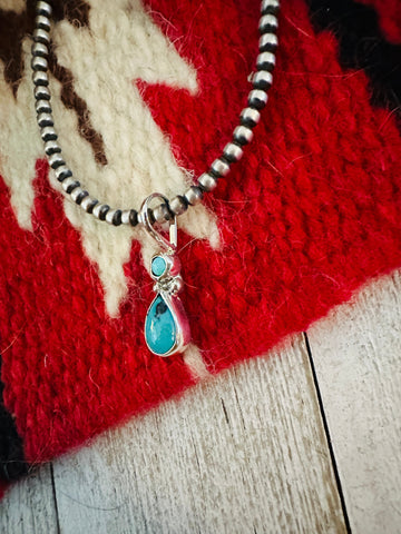 Navajo Turquoise & Sterling Silver Two-Stone Pendant