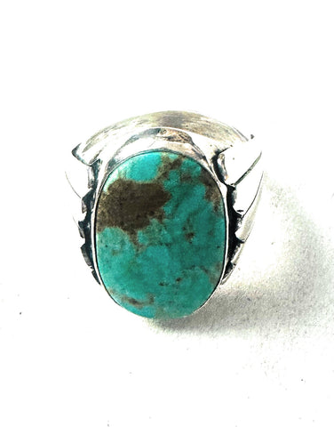 Navajo Royston Turquoise & Sterling Silver Ring Size 11