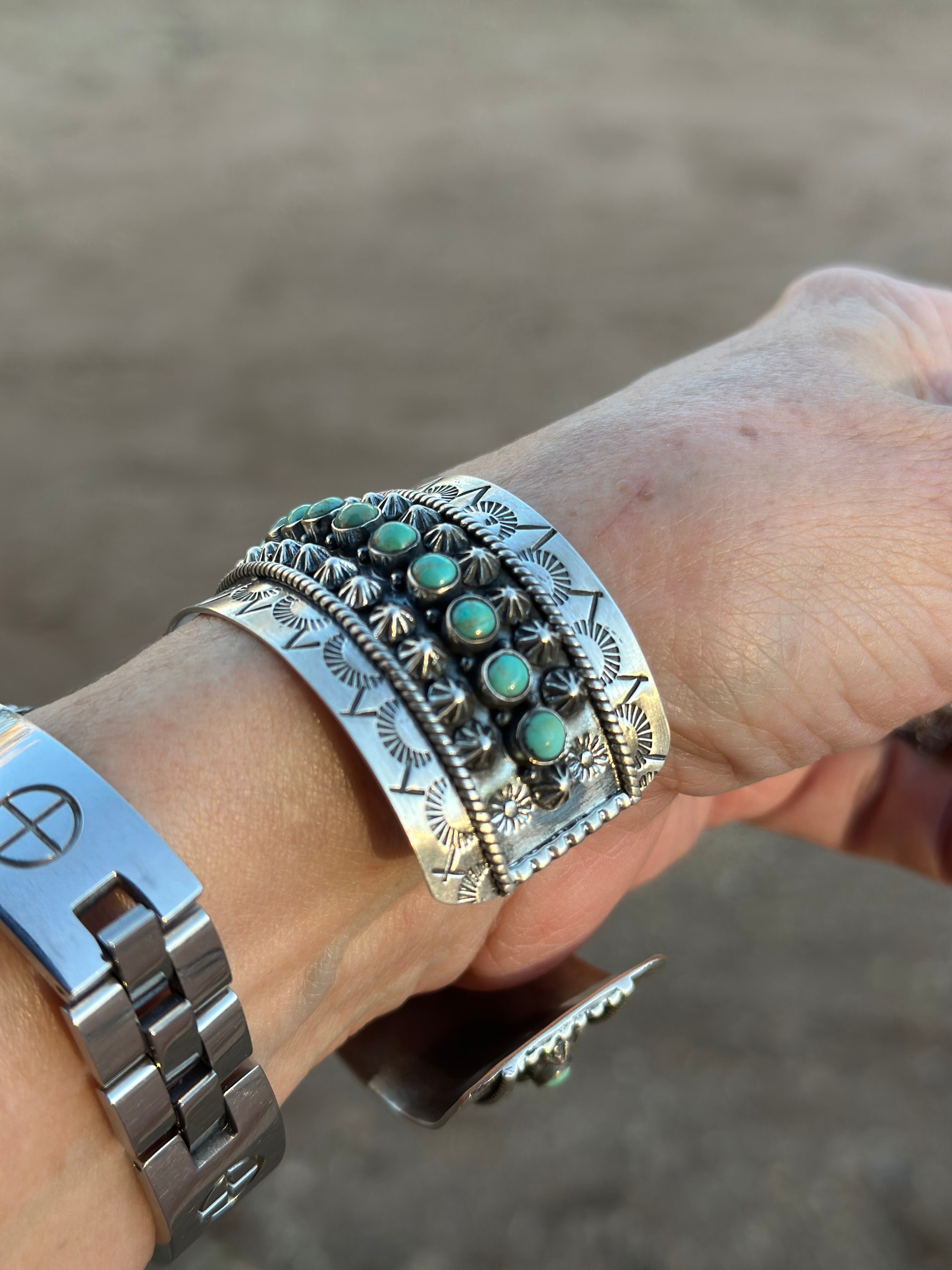 “The Dream” Handmade Sterling Silver & Royston Turquoise  Cuff Bracelet