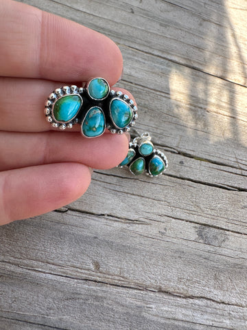 Nizhoni “The Backroads” Sonoran Mountain Turquoise & Sterling Silver 4 Stone Earrings Handmade