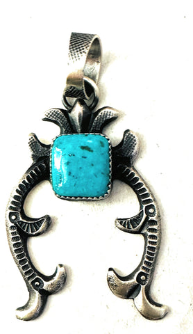 Navajo Turquoise & Sterling Silver Naja Pendant