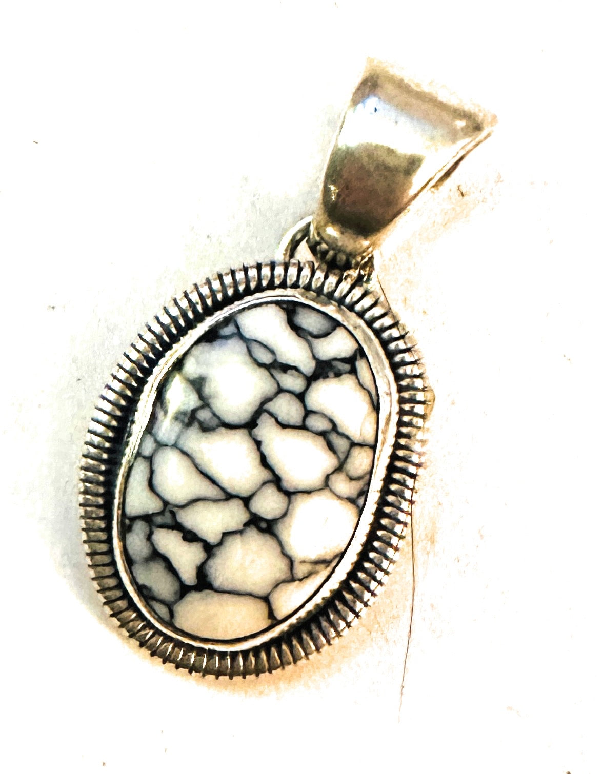 Navajo Howlite & Sterling Silver Pendant by Wydell Billie