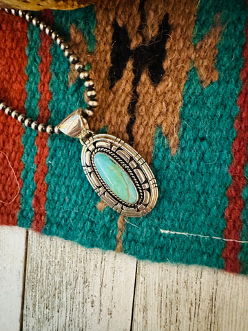 Navajo Kingman Turquoise & Sterling Silver Pendant