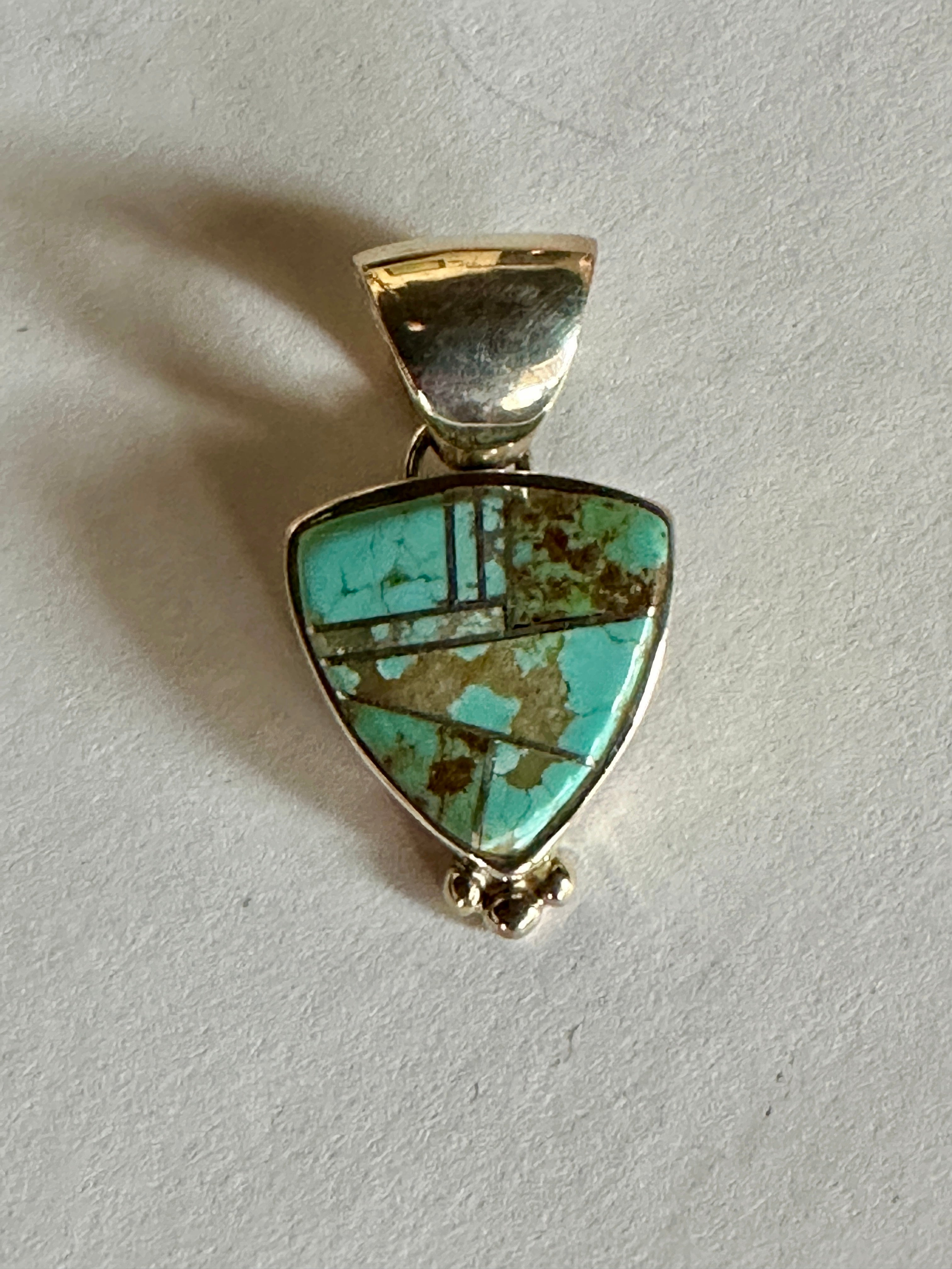 Navajo Turquoise 8 & Sterling Silver Triangle Pendant