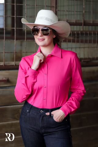 HOT PINK PERFORMANCE RODEO SHIRT (ADULT)