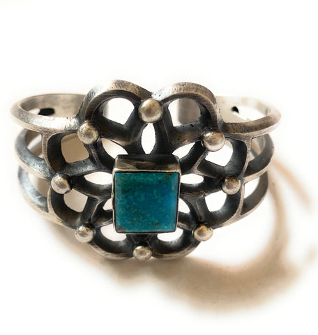 Navajo Kingman Turquoise & Sterling Silver Cuff Bracelet by Chimney Butte