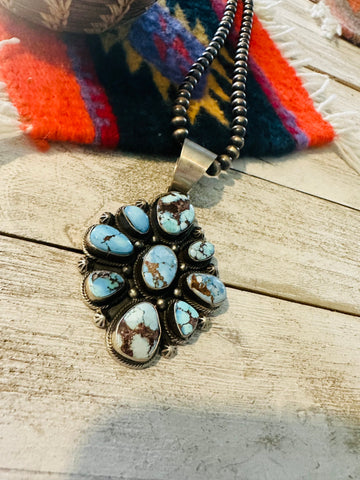 Navajo Golden Hills Turquoise & Sterling Silver Pendant