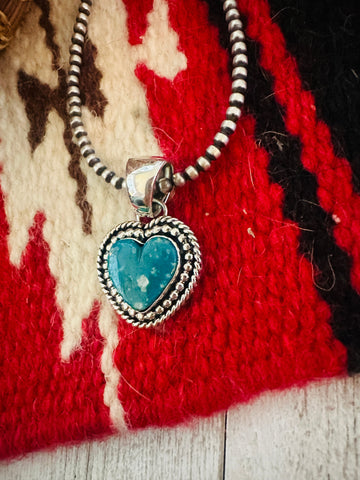 Navajo Turquoise & Sterling Silver Heart Pendant