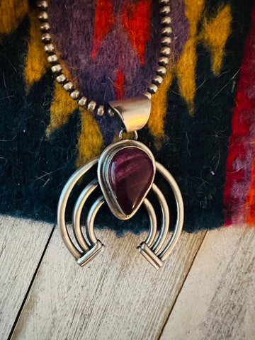 Navajo Sterling Silver & Purple Spiny Oyster Naja Pendant