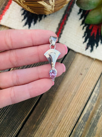 Navajo Pink Fluorite & Sterling Silver Pendant