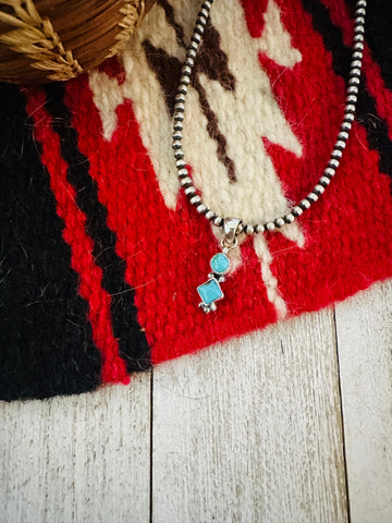 Navajo Turquoise & Sterling Silver Two-Stone Pendant