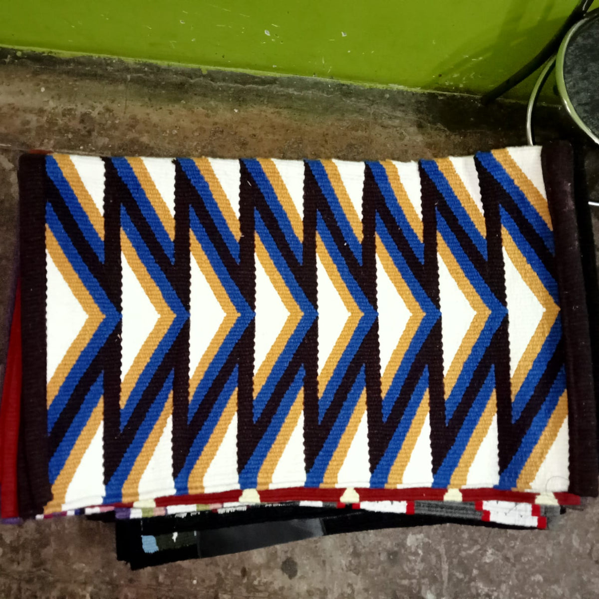 Blue and Yellow Orange Chevron Aztec Saddle Pad