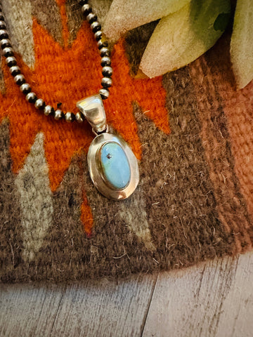 Navajo Golden Hills Turquoise & Sterling Silver Pendant