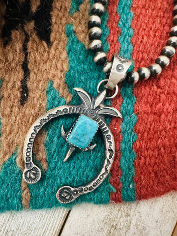 Navajo Turquoise & Sterling Silver Naja Pendant