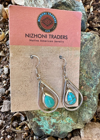 Hanging Turquoise Teardrop Earrings