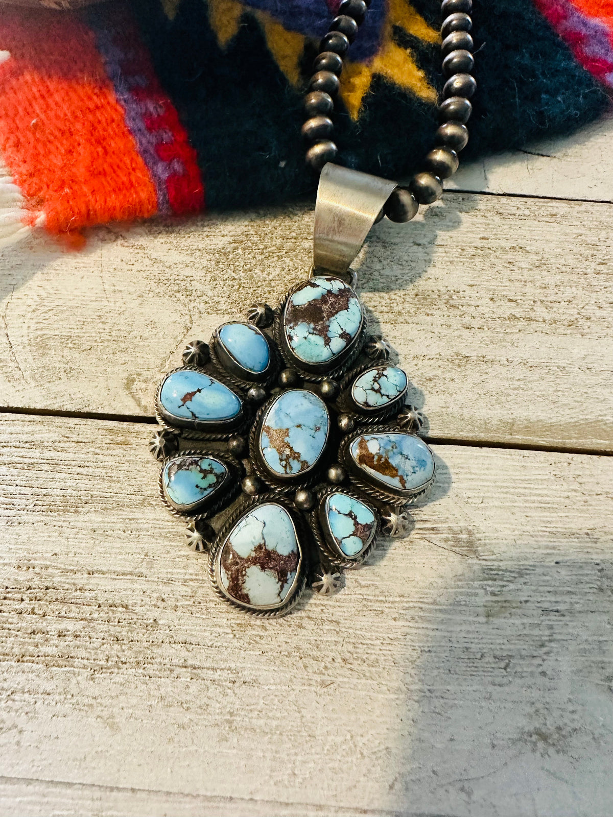 Navajo Golden Hills Turquoise & Sterling Silver Pendant