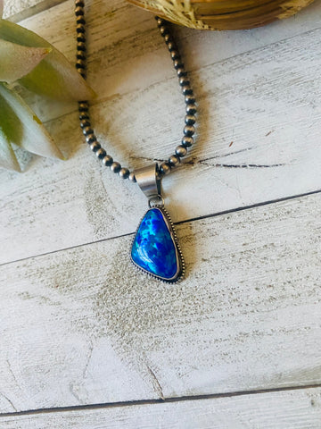 Navajo Sterling Silver & Blue Opal Pendant