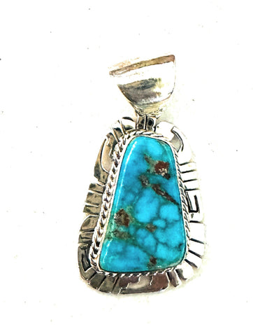 Navajo Kingman Web Turquoise & Sterling Silver Pendant