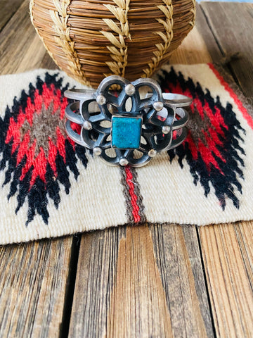 Navajo Kingman Turquoise & Sterling Silver Cuff Bracelet by Chimney Butte