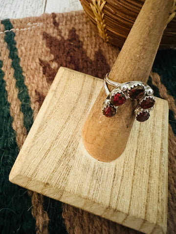 Navajo Red Opal & Sterling Silver Naja Ring Size 6