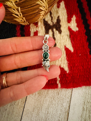 Navajo Turquoise & Sterling Silver Flower Pendant