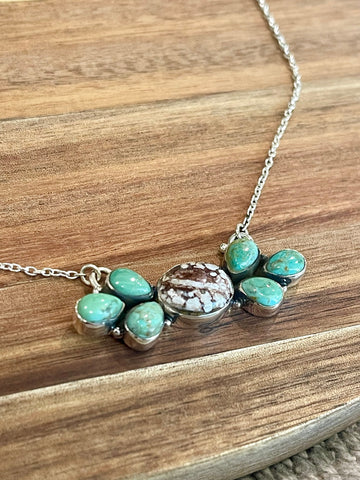 Handmade Sterling Silver,  Turquoise & Wild Horse Bar Necklace