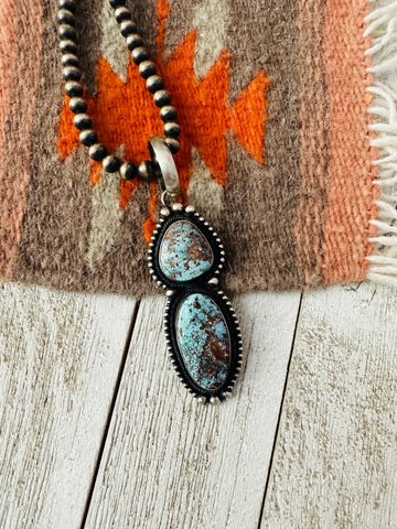 Navajo Golden Hills Turquoise & Sterling Silver Pendant