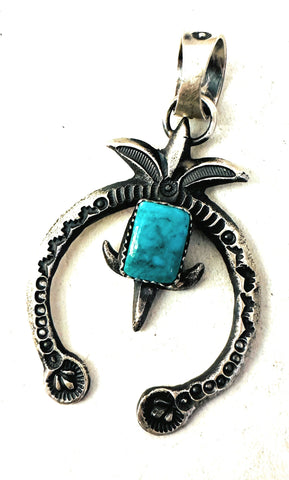 Navajo Turquoise & Sterling Silver Naja Pendant