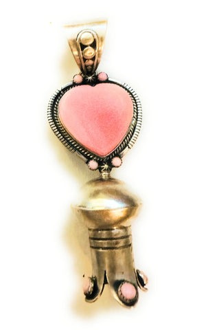 Navajo Sterling Silver & Queen Pink Conch Blossom Pendant by Thomas Francisco