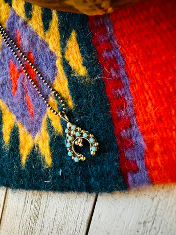 Navajo Turquoise & Sterling Silver Mini Naja Pendant