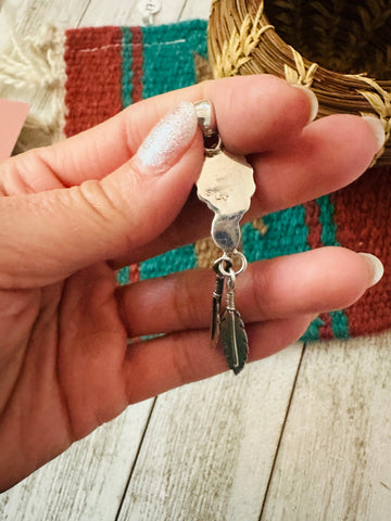 Navajo Coral & Sterling Silver Feather Pendant