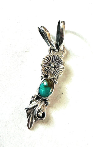 Navajo Sterling Silver & Turquoise Flower Pendant