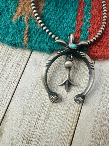 Navajo Turquoise & Sterling Silver Naja Pendant by Martha Cayatineto