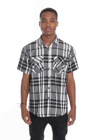 Weiv Men's Casual Short Sleeve Checker Shirts