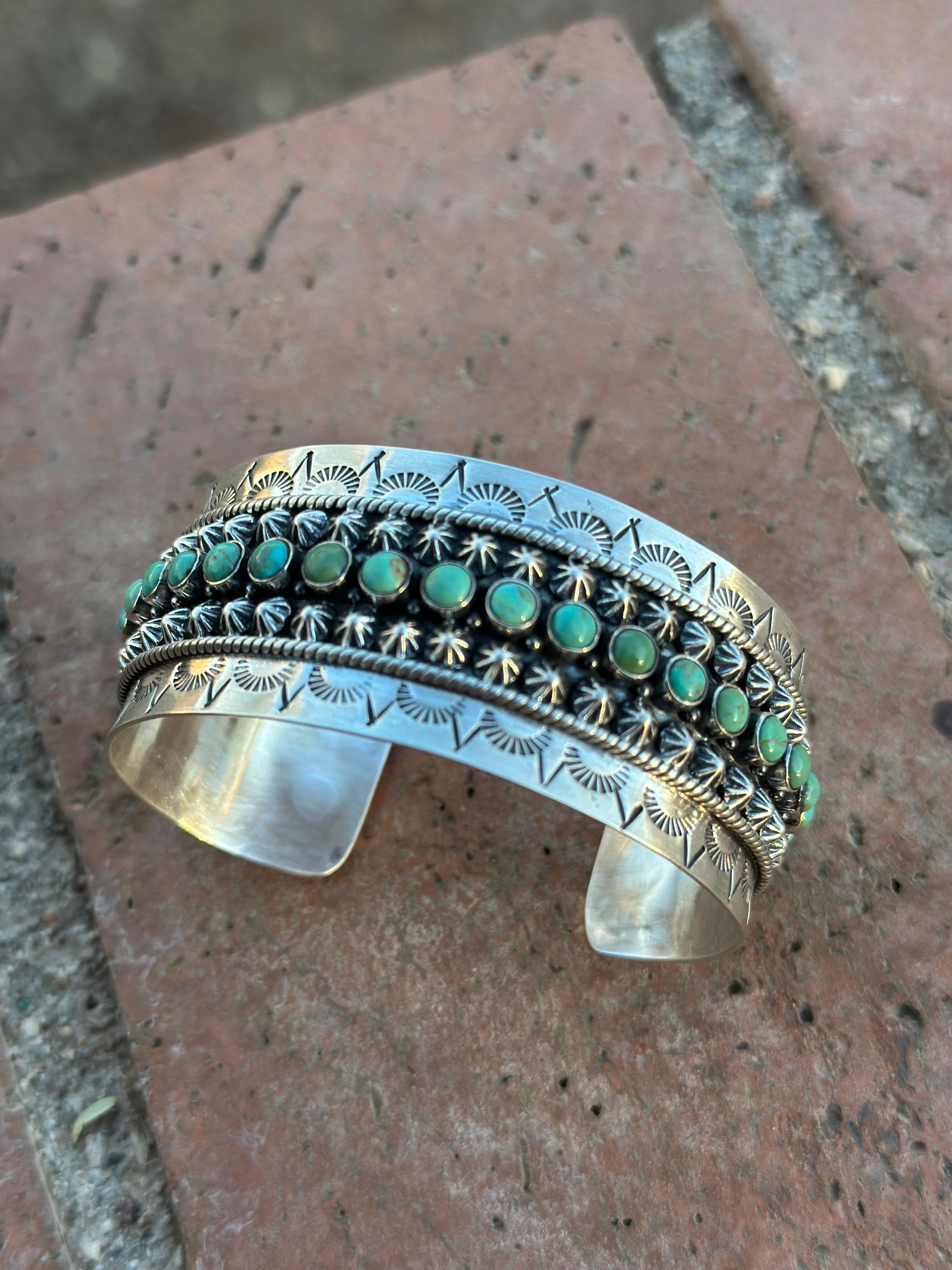 “The Dream” Handmade Sterling Silver & Royston Turquoise  Cuff Bracelet