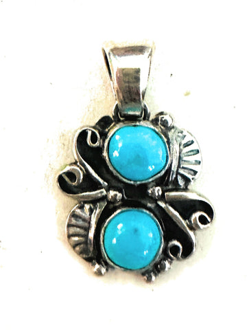 Navajo Kingman Turquoise & Sterling Silver Pendant