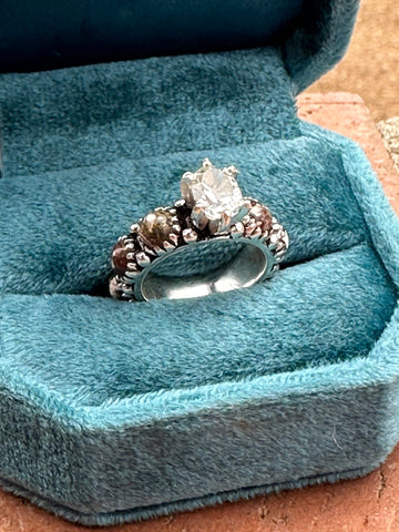 Wild Horse & White Topaz Sterling Silver Forever Ring