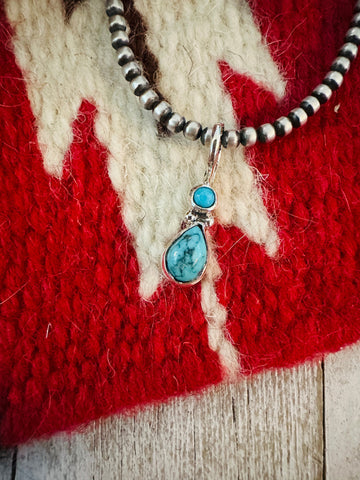 Navajo Turquoise & Sterling Silver Two-Stone Pendant